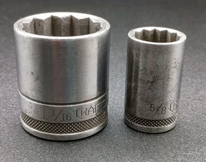 Craftsman 5/8" & 1-1/16" BE Series Sockets Vintage 1/2" Drive - Picture 1 of 8