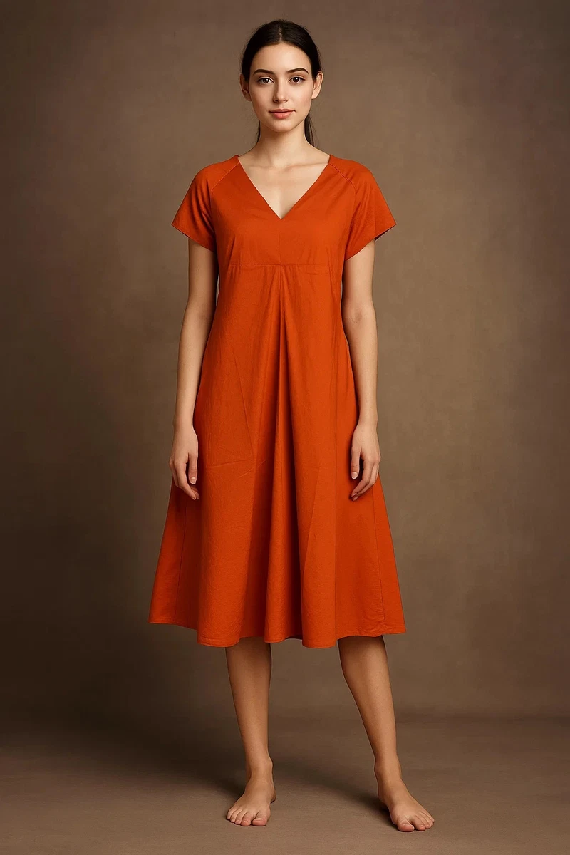 Robe Droite Orange En Coton élasthanne – Taille M – Neuve Sans étiquette – été