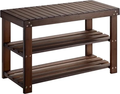 Bamboo Shoe Rack Bench, 3 Tier Sturdy Shoe Bench, Storage Shoe Organizer - Image 1 of 4