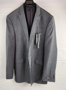 Kenneth Cole Reaction Suit Jacket Mens 44L Grey Striped Slim Fit NWT - Picture 1 of 12