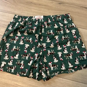 Merona Christmas Holiday Sleep Shorts Puppy Dog Dog Print Cozy Green Men L - Picture 1 of 6