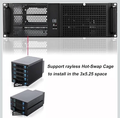 RackChoice 3u Rackmount Server Chassis MATX/Mini-ITX 3x5.25 Support ATX PSU - Image 1 of 4
