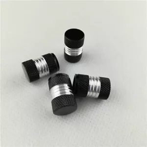 4Pcs Black Aluminum Car Tyre Rim Valve Wheel Stem Caps Air Port Dust Cover Caps - Picture 1 of 10