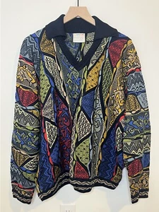 Coogi Australia Collared Sweater Size Large Multicolor 3D Knit Pullover 74095 - Picture 1 of 16