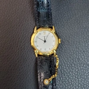 Unisex Chaumet Elysees Paris 18K Yellow Gold Quartz Diamonds Leather Strap Watch - Picture 1 of 10