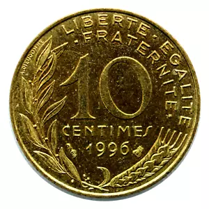 1996 France 10 Centimes Coin, km929 - Excellent Coin ๐ซ๐ท Free Shipping!!!! - Picture 1 of 2