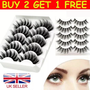 5 Pairs False Eyelashes Long Thick Natural Fake Eye Lashes Set Mink Makeup UK - Picture 1 of 21