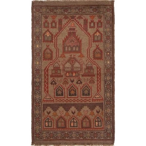 Hand-Knotted Antique Rug Tribal Afghan Vintage Decorative Rug 2'10x4'9 ft B16286 - Picture 1 of 8