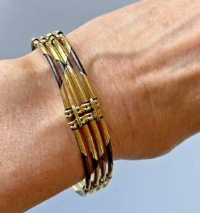 Bracelet ancien en poils de pachyderme à monture en plaqué or - Bild 1 von 9