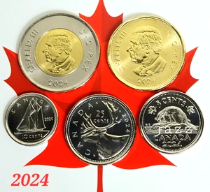 SET 2024 Canada King Charles III $2 $1 25c 10c 5c First Strike Coins Mint UNC - Picture 1 of 13