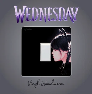 Wednesday Light Switch Vinyl Sticker Cover Skin Decal Kids Tim Burton - Picture 1 of 1