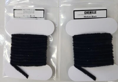 Lote de 2 CHENILLE tamaño: color mediano: negro 3 yardas/tarjeta. Foto 1 de 2