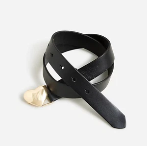 NWT J.Crew Crewcuts Girls' heart-buckle Leather belt, Black, Sz L - Picture 1 of 3