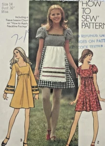 ⚜️Simplicity # 9878 Retro 1970s Mini Dress Sleeve Options Sz 14 - Picture 1 of 5