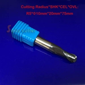 2F R5.0*10*20*75 nariz de bola de carburo molino extremo brocas router fresadora 55HRC - Imagen 1 de 1