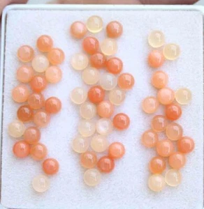 18,90 KT 4 MM 56 STCK. NATÜRLICHER PFIRSICH MONDSTEIN RUND CABOCHON LOSE EDELSTEIN - Bild 1 von 2