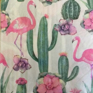 PAPER NAPKINS / SERVIETTES PACK OF 20 CACTUS FLOWERS & FLAMINGO DESIGNS 2 PLY - Picture 1 of 2
