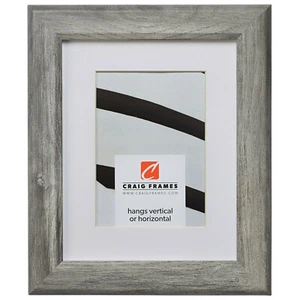 Craig Frames Arthur, Gray Barnwood Picture Frame With a Single White Mat - Picture 1 of 9