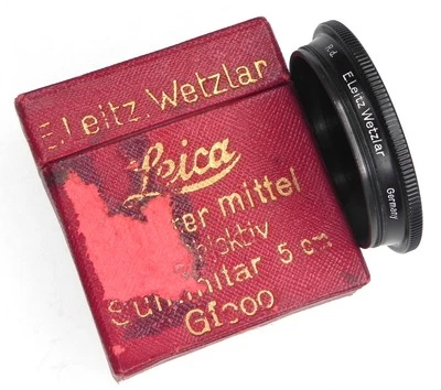 Leica E.Leitz Wetzlar GFEOO Black Rim R.D. Red Filter for Summitar ...MINT w/Box - Image 1 of 4