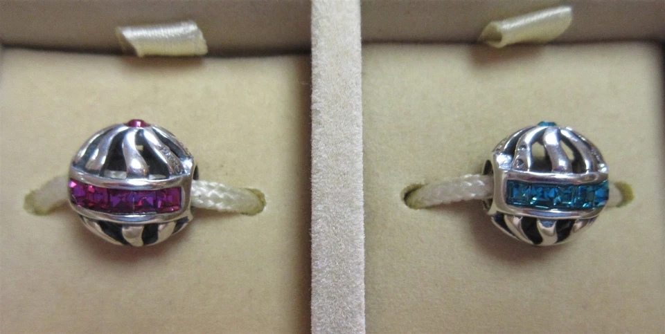 CHARME DE CONTAS AUTÊNTICO CHAMILIA PRATA ESTERLINA BLAZE ROSA AZUL 2025-0790 -0791 - Imagem 1 de 1