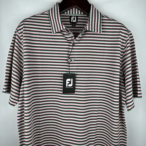 FootJoy FJ Men's Polo Shirt - Golf - Short Sleeve - Multicolor Stripe - XL - Picture 1 of 17