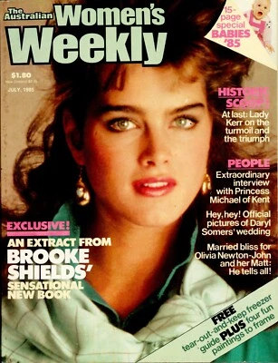 Australian Women's Weekly mag - July 1985 - Brooke Shields + Olivia Newton-John - Image 1 of 3