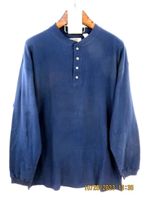 ROUTE 66 SZ XL NWT 100% Cotton Navy Blue Men's Thin Waffle Knit Henley Shirt - Picture 1 of 20