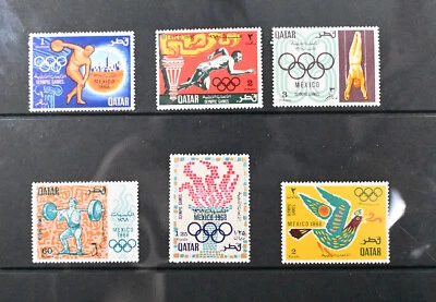 Qatar Scott # 140-145 VF OG NH MNH Stamps Olympics Mexico 1968 Cat $28 Foto 1 de 2