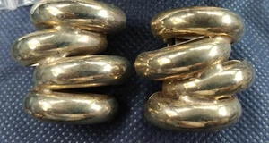 Silver Tone  Cool Swirl Coil Style Post Earrings Retro - Picture 1 of 7