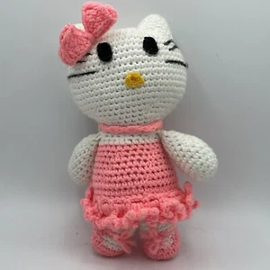 Handgefertigte gestrickte Hello Kitty Plüsch OOAK - 11 Zoll groß - Bild 1 von 8