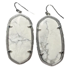 Kendra Scott Danielle Earrings White Howlite Dangle with Silver Hardware Retired - Picture 1 of 6