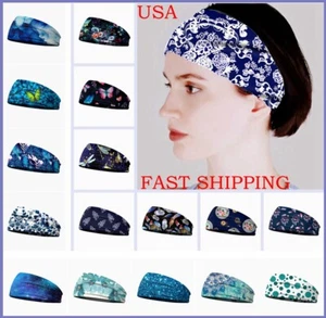 Sweatband Moisture Wicking Bandana Headband HairBand Running Sport Gym Women - Picture 1 of 55