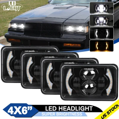 Faros LED DRL Hi/Lo Fit 1982-1987 Buick Regal Grand National DOT 4 piezas 4x6" Foto 1 de 4