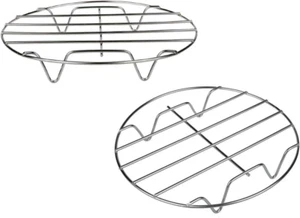 2Pcs 7 Inch Air Fryer Rack Cooking Steaming Cooling Multi-Purpose 304 Stainless - Picture 1 of 8