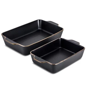 2-Pack Rectangular Stoneware Baking Dish Oven, Microwave & Freezer Safe Bakeware - Picture 1 of 7