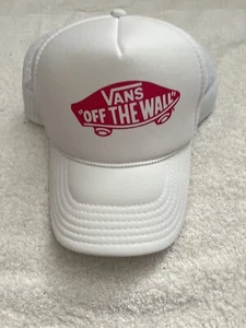 Vans Off The Wall Skater Cap Hat Trucker Mesh White Pink Foam Snapback New - Picture 1 of 10