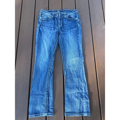 Pantalones de mezclilla para mujer Miss Me Bootcut adornados con estrás desgastados talla 31 Foto 1 de 4