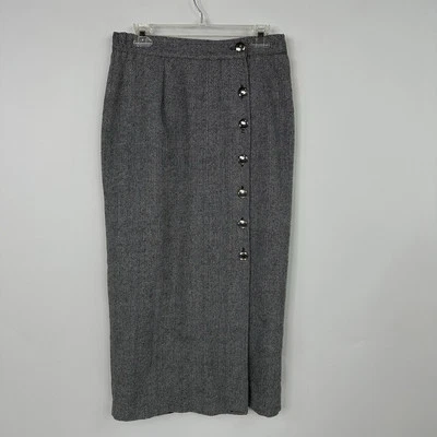 Falda midi de tweed Pioneer Wear 12 vaquera occidental años 80 mezcla de lana negra blanca Foto 1 de 4