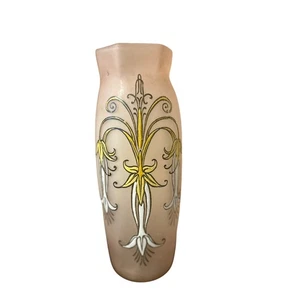 Vintage rosa große Jugendstil Deko emailliertes Glas Legras Vase Fleur de Marie - Bild 1 von 12