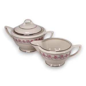 Royal Jackson Romance Pink Floral Fine China Creamer & Sugar Bowl Vintage 1980s - Picture 1 of 5