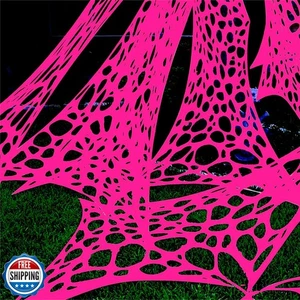 YHFUISK 700 Quadratisch leuchtend rosa riesige robuste Spinnennetze Halloween Dekorationen Ou - Bild 1 von 5