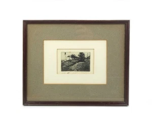 Impresión grabada de arte moderno vintage de mediados de siglo del faro firmada prueba de artista - Imagen 1 de 6