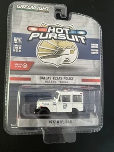 Jeep DJ-5 1977 Greenlight 1:64 Hot Pursuit Dallas Texas Police - Imagen 1 de 5