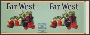 Etichetta vintage FAR WEST BRAND bacche foto Northwest Fruit Salem Oregon nrmt+ - Foto 1 di 2