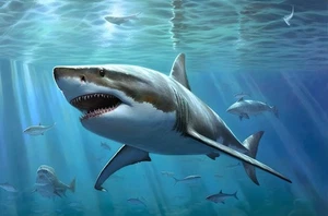 Sharks Deep Blue Sea Canvas Art Home Decor Wall Art Posters Prints Painting - Picture 1 of 8