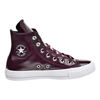 ZAPATOS CONVERSE ALL STAR CHUCK TAYLOR HI CUERO MUJER SANGRÍA OSCURA TALLA 10 NUEVOS Foto 1 de 4