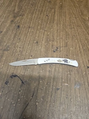 CUCHILLO BUCK VINTAGE 521 AMARILLO/NEGRO LABORATORIOS/Muestra desgaste Foto 1 de 4