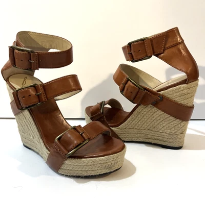 Sandália anabela plataforma couro marrom B by BRIAN ATWOOD BFDELICE 7 1/2 - Imagem 1 de 4