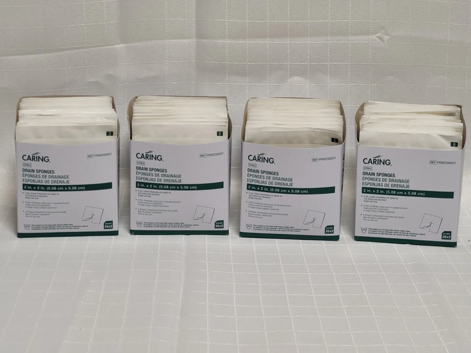 Esponjas de drenaje estériles de cuidado 2" x 2" (4) cajas de 70 esponjas - PRM256001 Foto 1 de 4
