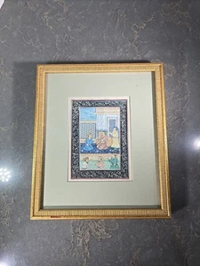 Rara pintura antigua enmarcada Rajput Mewar rey en palacio y temas arte hindú - Imagen 1 de 5